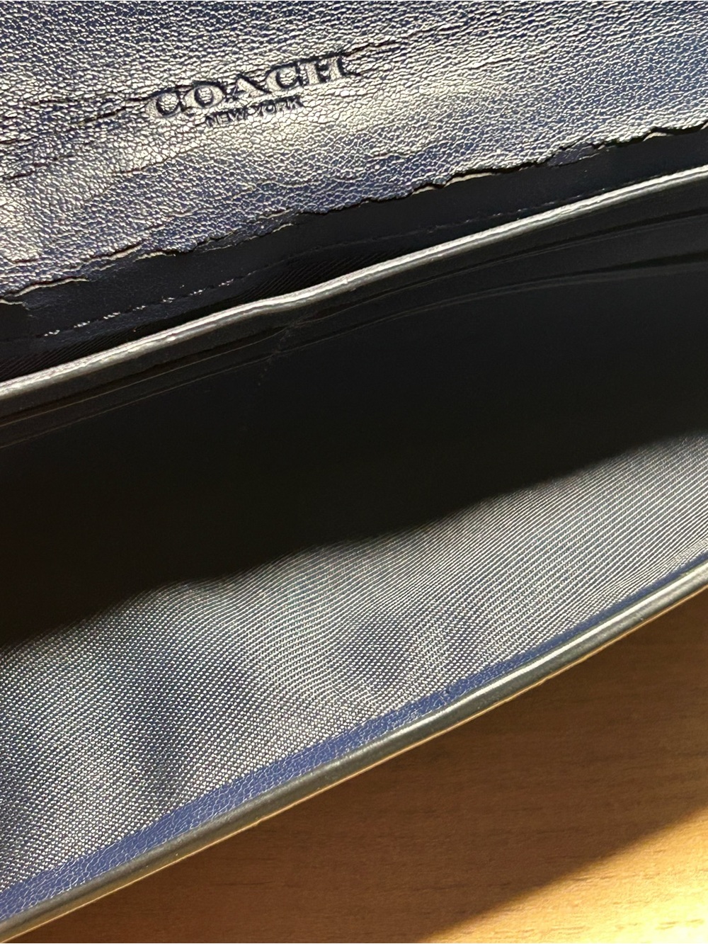Coach Navy Croc-Embossed Continental Wallet with Snap Closure. 
EUC - Picture 2 of 9